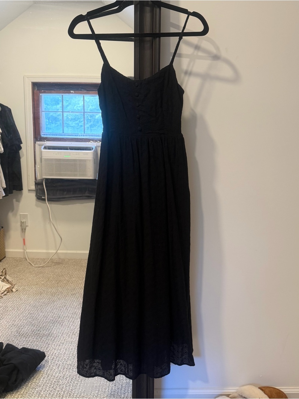 Elegant Black Spaghetti-Strap Midi Dress